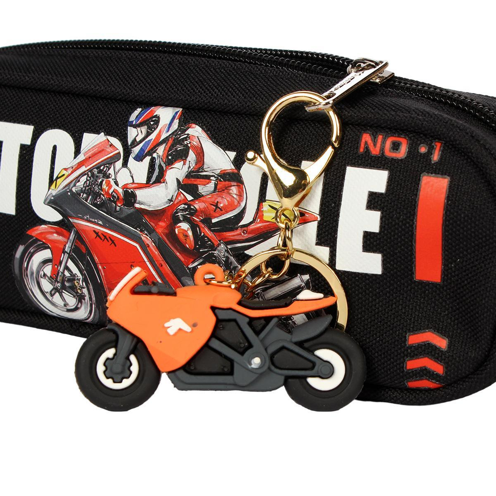 Пенал "Мото" с брелоком, 22,5*7,5*6,5см, 4 дизайна микс, С-40290