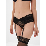 Возбуждающий пояс для чулок из черного кружева с регулятором (Hold on love) (L/XL)