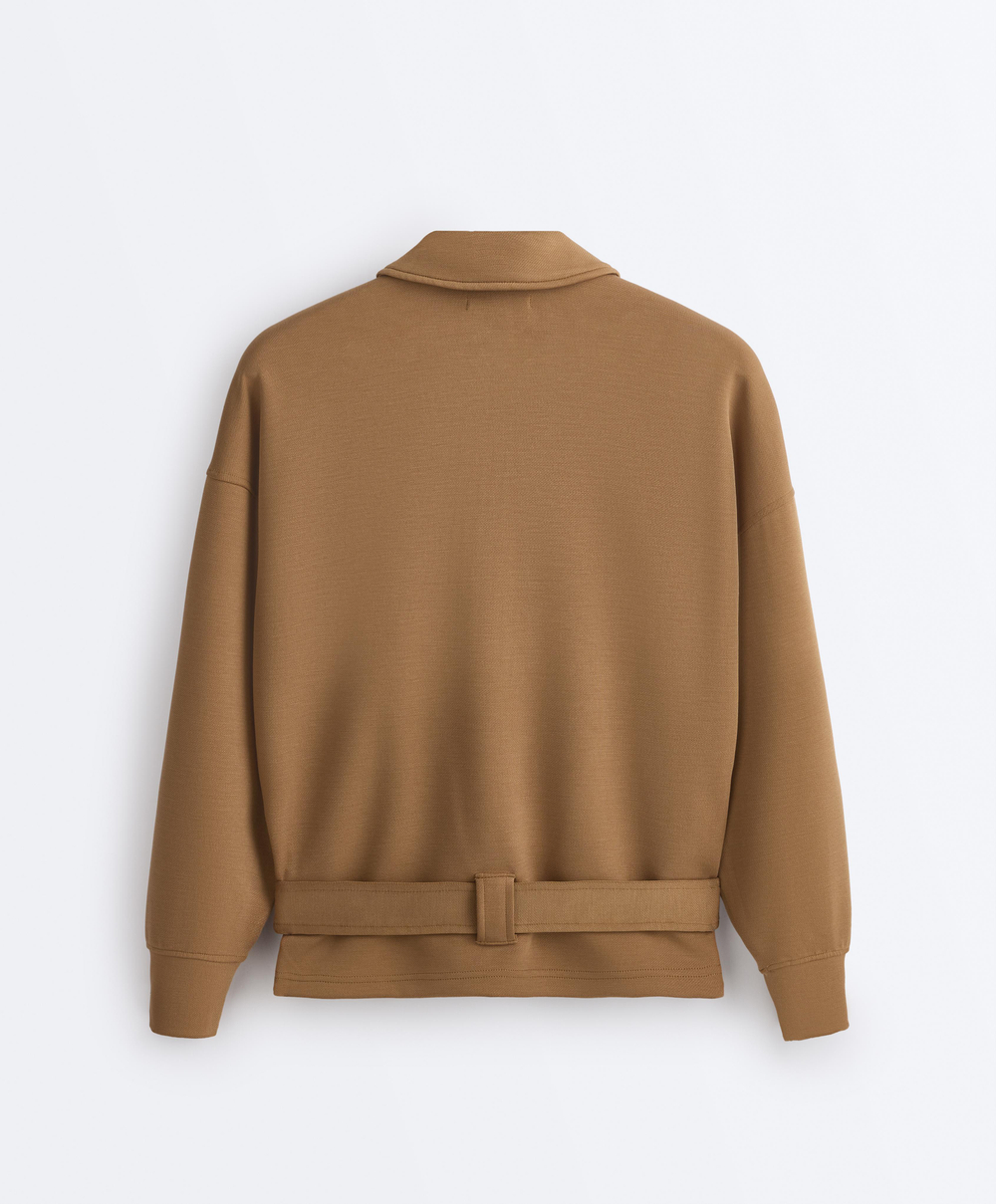 Oysho Куртка-пиджак из саржи с поясом, медный