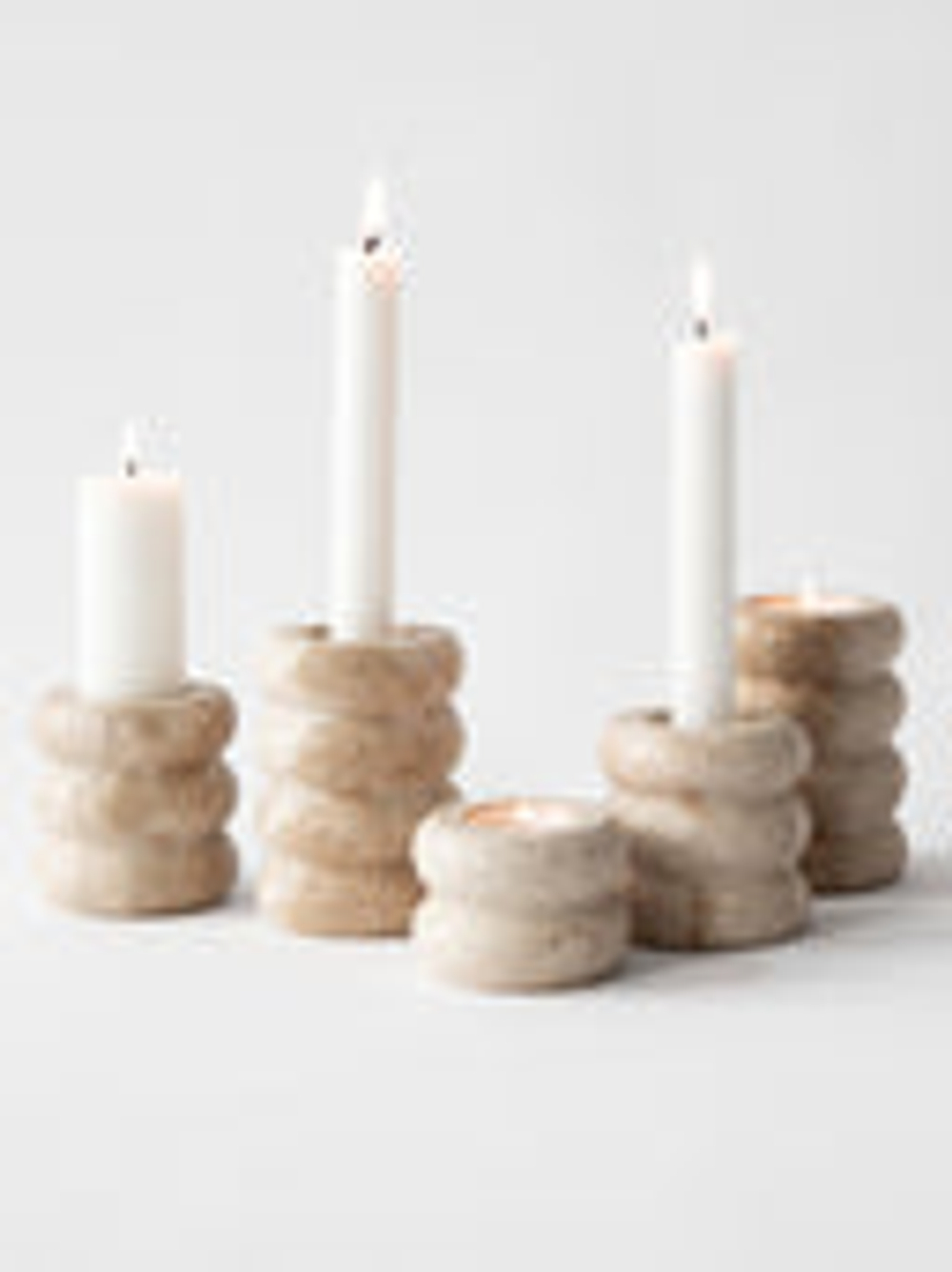Подсвечник Tell Me More Travertine candle holder, M, травертин