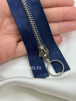 Молния синяя на атласной тесьме серебристая