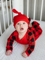 Комбинезон Mjölk Sleep and Play Клетка красная, с рукавом реглан