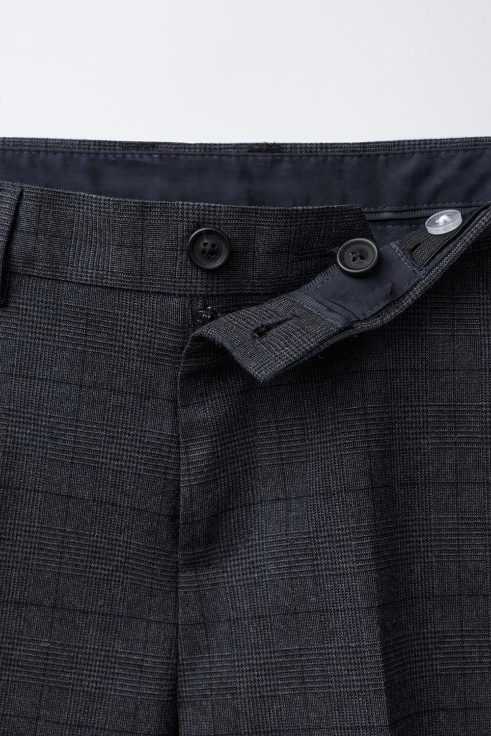 ZARA КОСТЮМНЫЕ БРЮКИ В КЛЕТКУ, СЕРО-СИНИЙ