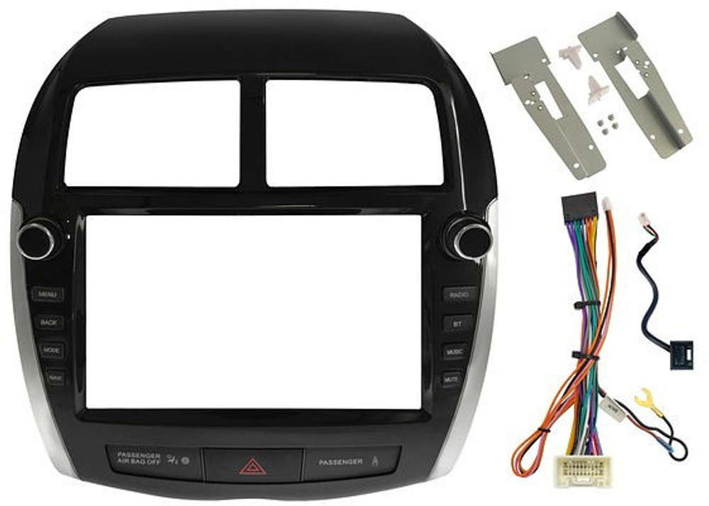 Магнитола для Mitsubishi ASX 2010-2016, Peugeot 4008, Citroen C4 Aircross (рамка с крутилками и кнопками) - FarCar DX9-7064K9 монитор 9" IPS на Android 13, 4+64Гб, CarPlay