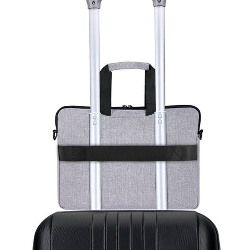 Сумка портфель HEIKKI NOVATION (ХЕЙКИ) с отделением для ноутбука 13-14", багажная лента, серая, 28х38х3 см, 272592