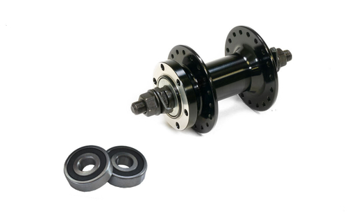 Втулка передняя WZ алюминий диск 6 болтов гайки, 36H ось 3/8''х100x140мм, на промах черная