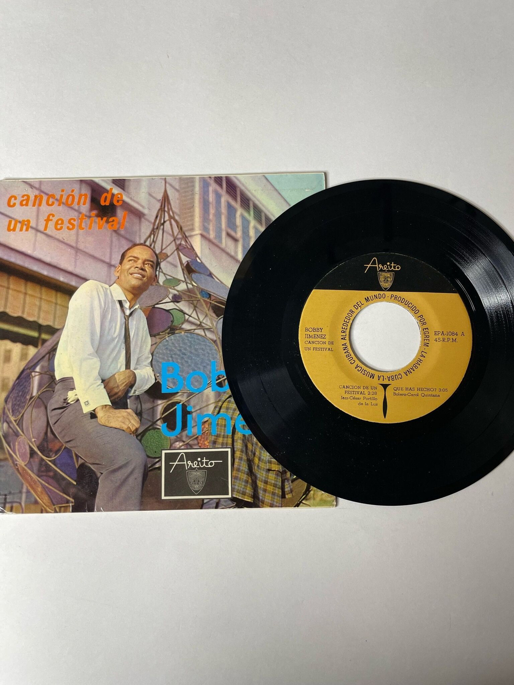 Винтажная виниловая пластинка LP Bobby Jimenez Cancion De Un Festival 7 дюймов (Куба 1974) 7 дюймов