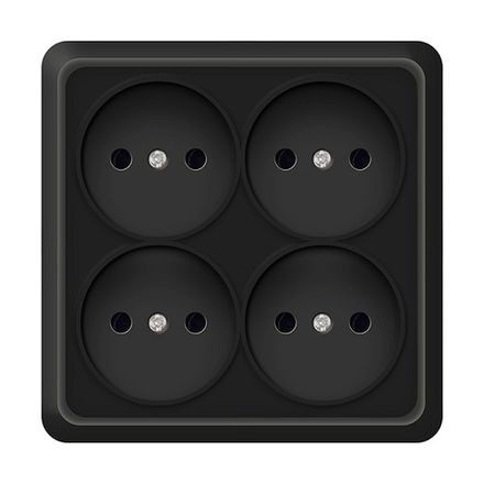 Розетка четырехместная квадратная UNIVersal  "Олимп" б/з, о/у, 16А, 220В, черная (1/120)