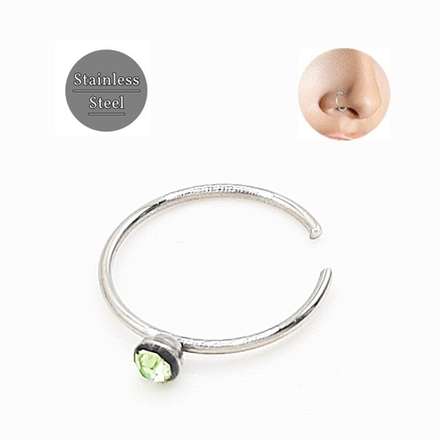 Украшение для пирсинга носа "колечко" 7 мм с кристаллом из медицинской стали.