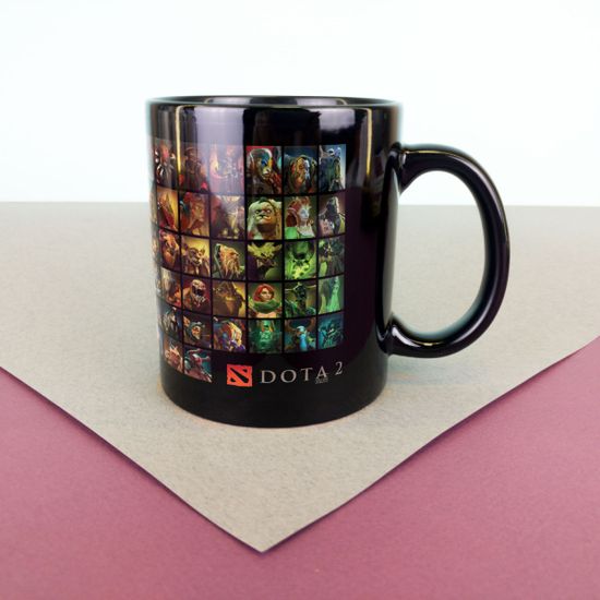 Кружка керамическая объем 330мл, Dota 2 Аватары (черная с полем)