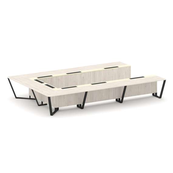 Steel Meet Стол переговорный П-образный KM-PR.B.SP-15P Денвер Светлый/Ваниль Глянец/Металл Черный 48