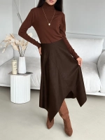 Юбка кожаная трапеция миди