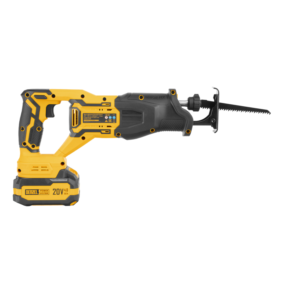 Пила сабельная аккумуляторная бесщет. RS-250, Li-Ion, 20 В Denzel