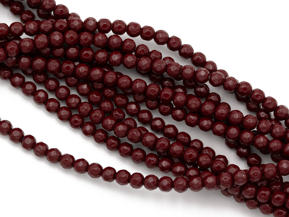 Нить бусин из гематита "Спелая вишня" 4мм, огранка