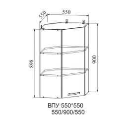 Корпус Шкаф верхний высокий угловой 550 (ВПУ 550*550) (серый), ДСВ Мебель
