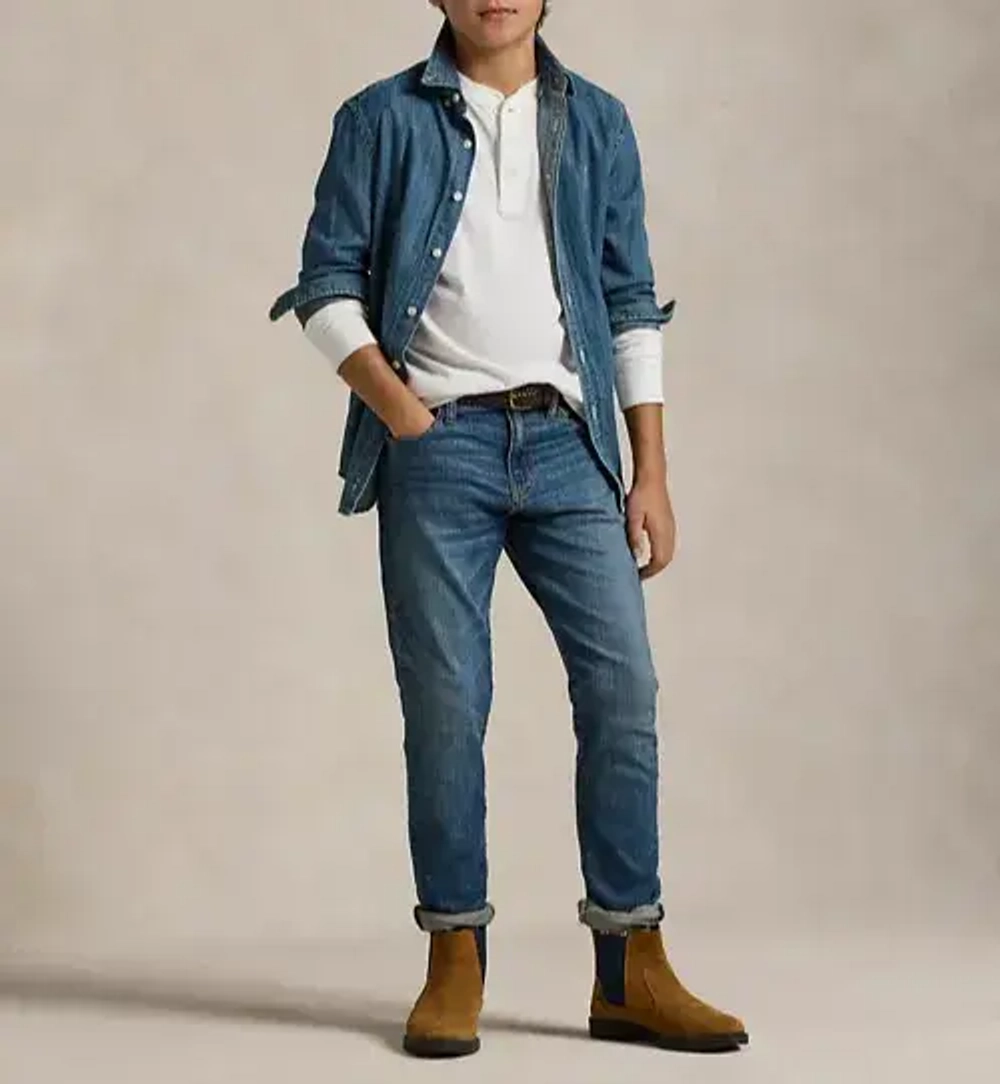 Узкие джинсы для мальчиков с эффектом потертости и стрейчем Ralph Lauren