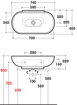 Раковина Globo Concept SA024.BI на 74 см