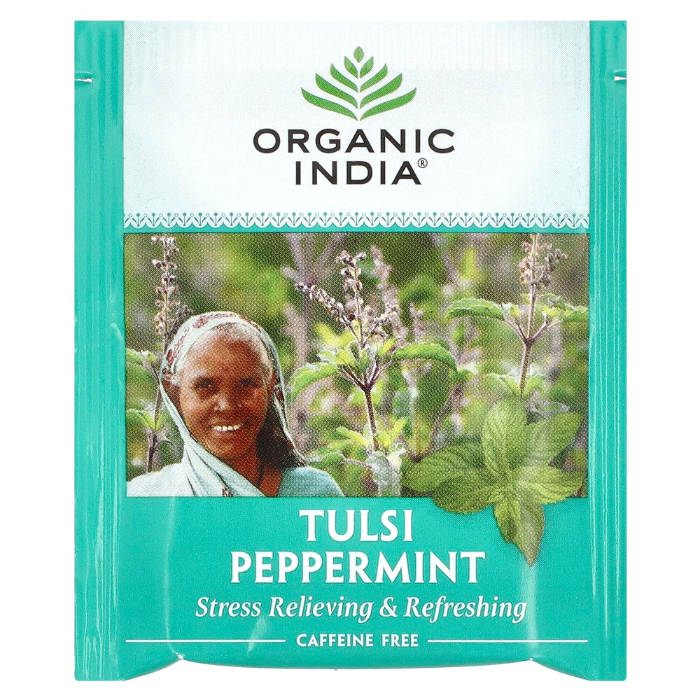 Organic India, чай с тулси и перечной мятой, без кофеина, 18 пакетиков, 30,6 г (1,08 унции)