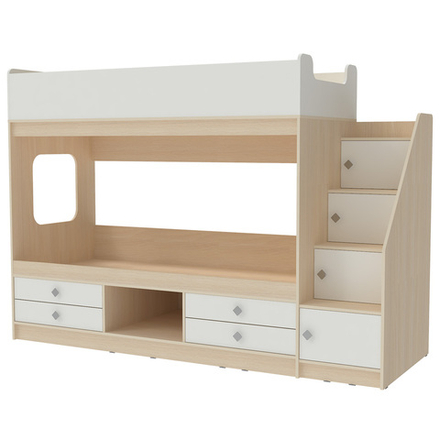 Двухъярусная кровать КарИВи Л-Д606.3 75х190  Дуб Молочный Белый