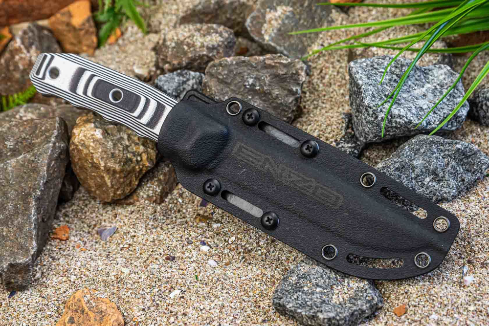 Нож Kizlyar Supreme ENZO AUS-8 TW G10-BWH KS (TacWash, G10 Black-White Handle, Kydex Sheath)