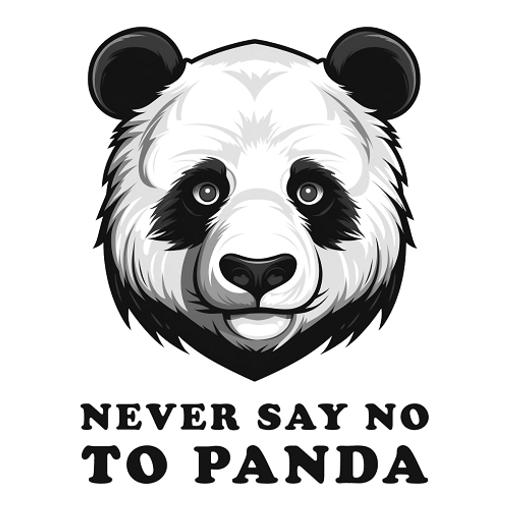 принт PewPewCat Футболка с пандой Never say no to panda белый