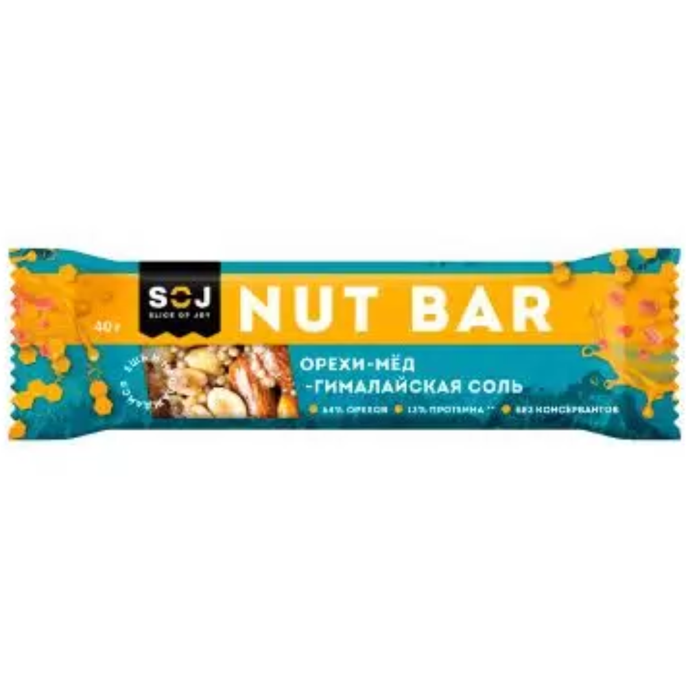 Батончик ореховый Nut Bar с медом и гималайской солью 40 гр