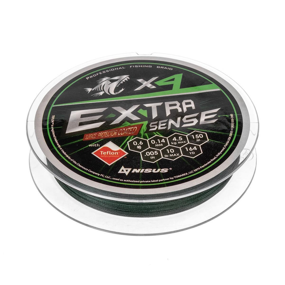 Шнур Extrasense X4 PE Green 150m   0.6/10LB 0.14mm (N-ES-X4-0.6/10LB) NISUS