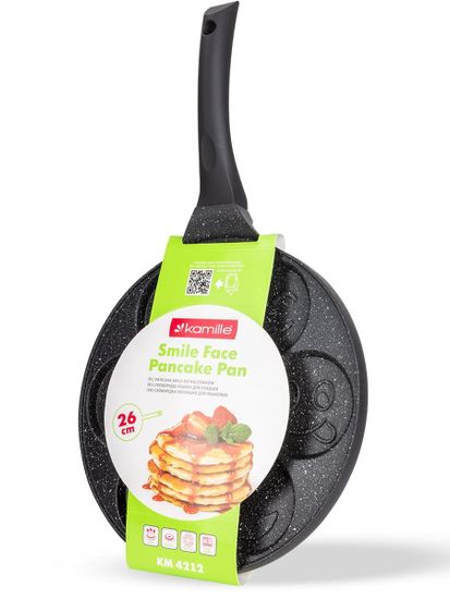 Сковорода для оладий 26 см. Kamille КМ 4212 смайлики