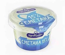 Сметана &quot;Здравушка&quot; 15% 200г.