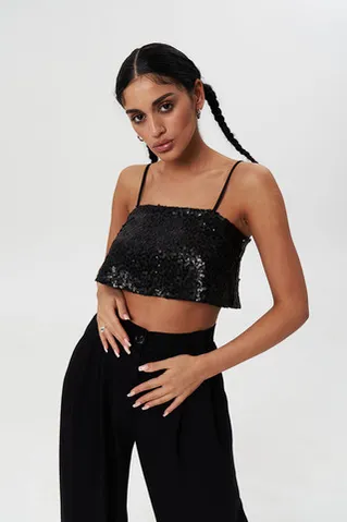 Топ прямого кроя на бретелях черного цвета