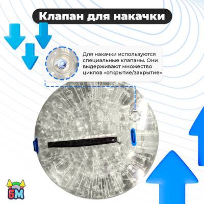 Водный зорб "Прозрачный", ПВХ, с молнией TIZIP, диаметр 2.2, без сидений для ходьбы внутри
