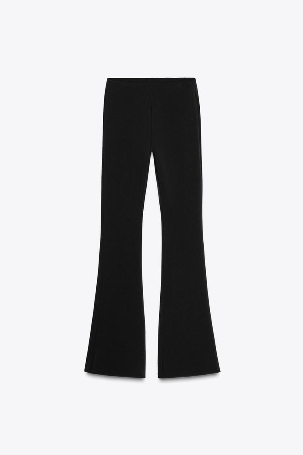 ZARA БРЮКИ FLARED ИЗ ЭЛАСТИЧНОЙ ТКАНИ, ЧЕРНЫЙ