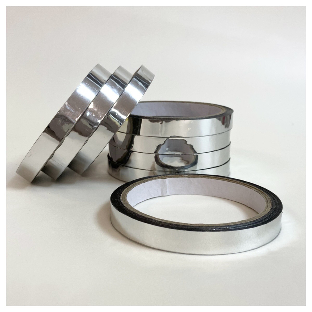 Клейкая лента 1,2 см, зеркальное серебро, 50 м