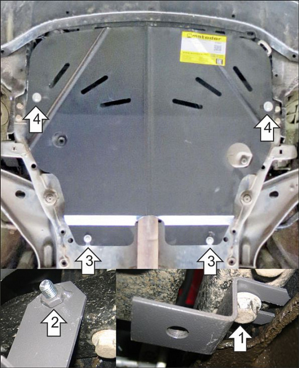 Защита картера двигателя, КПП. 2 мм, Сталь. для Mini Cooper 2007-2014, Motodor.77001