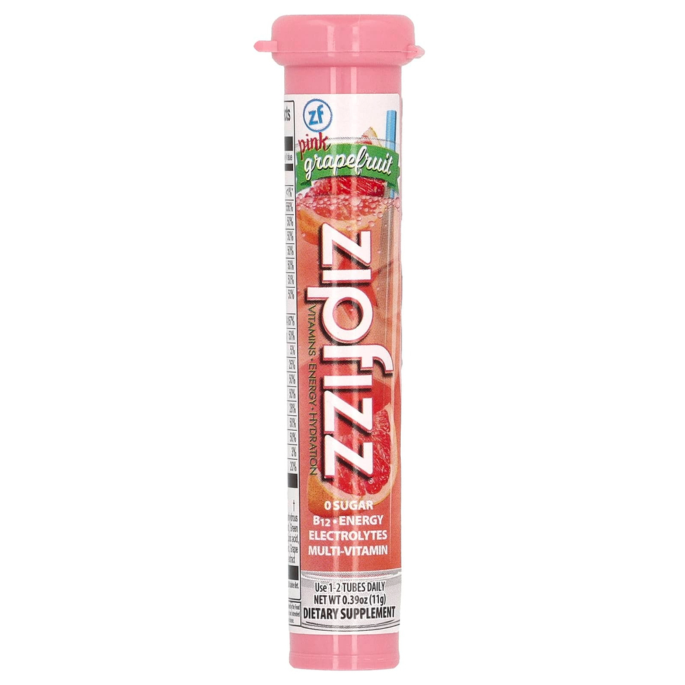 Zipfizz, Энергетическая смесь для здорового спорта с витамином B12, розовый грейпфрут, 20 тюбиков по 11 г (0,39 унции)