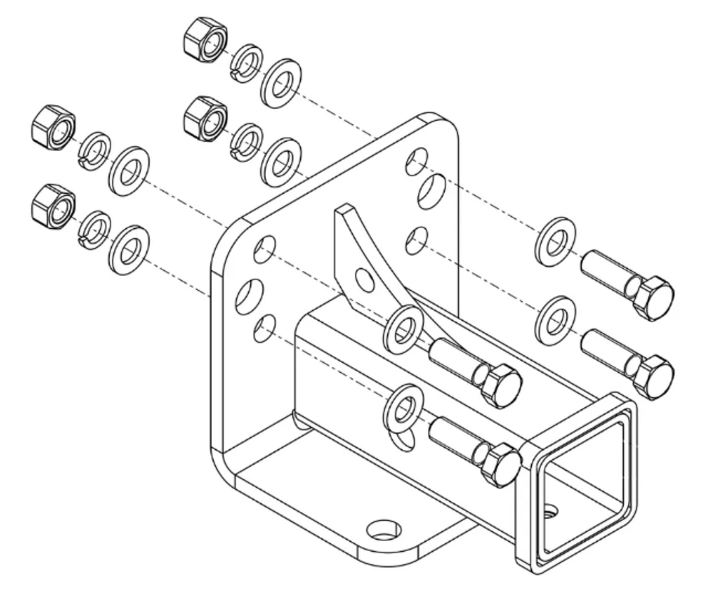 Фаркоп на УАЗ 452, 2206, 3909, 3962, 3741, 3303 Буханка 1965- без снятия и подрезки бампера. Тип шара: E. Нагрузки: 1500/75 кг, UAZ-12