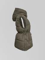 Жилетка YLL A1915 однотонная с капюшоном и утягивающим поясом на талии