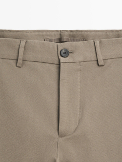 Massimo Dutti Зауженные брюки из саржи, коричневый