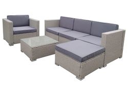 "Даллас" лаунж-зона из искусственного ротанга на 5 персон, цвет серый