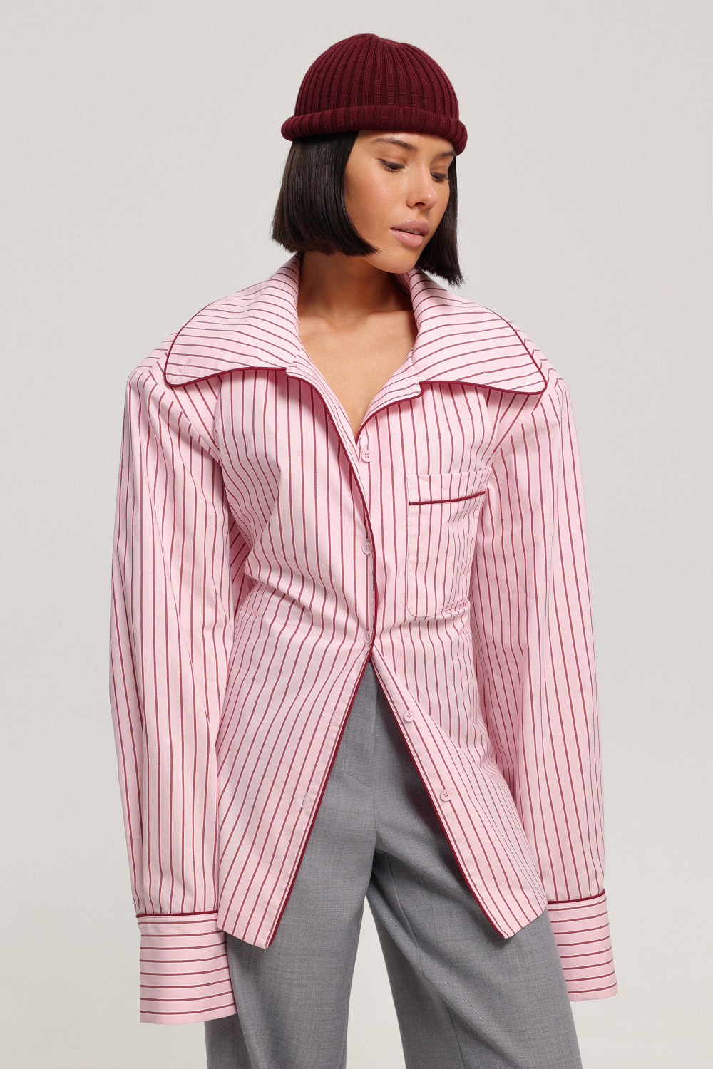 Рубашка в полоску с кантами