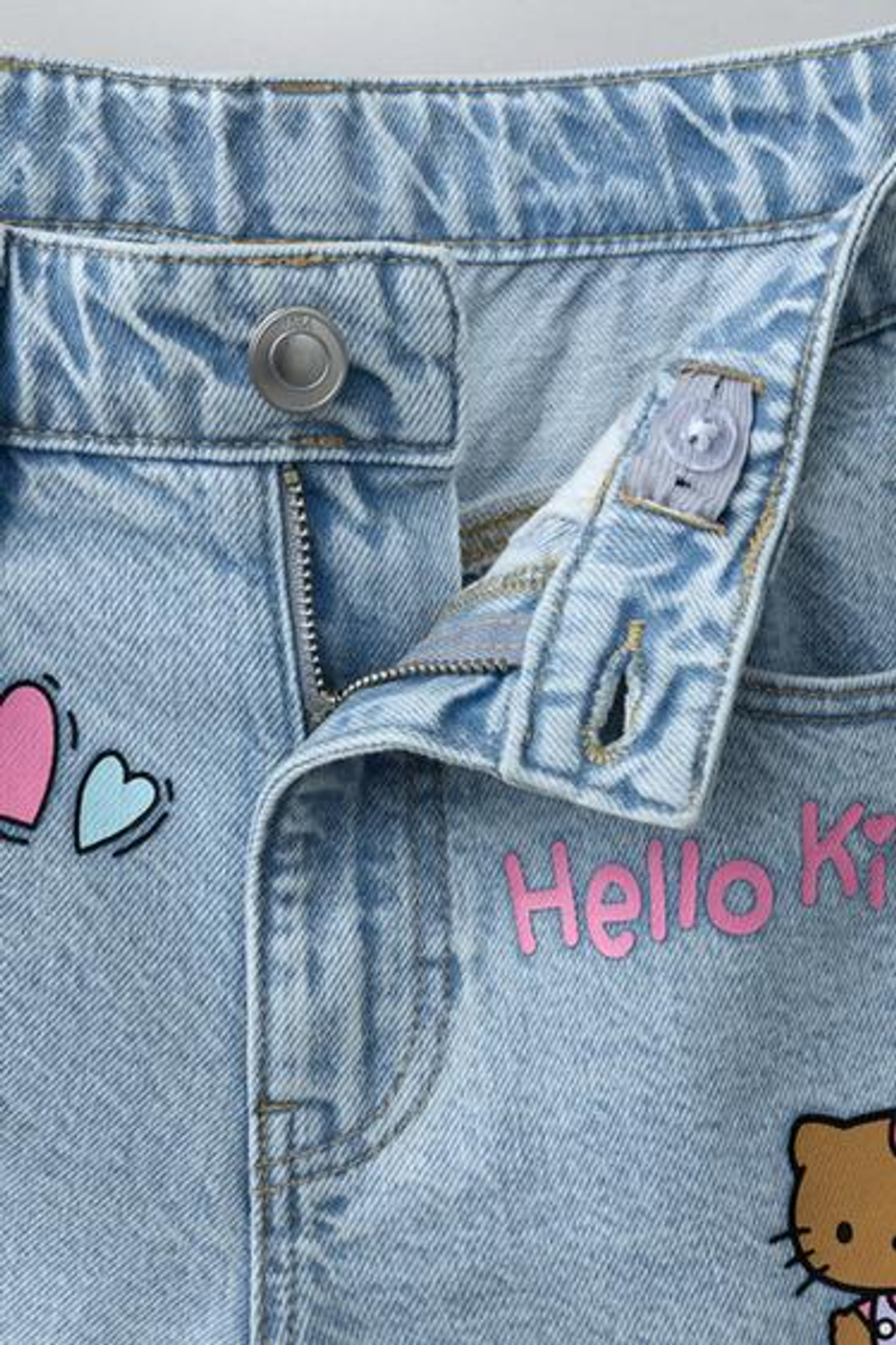 ZARA ДЖИНСОВЫЕ ШОРТЫ HELLO KITTY © SANRIO, ГОЛУБОЙ