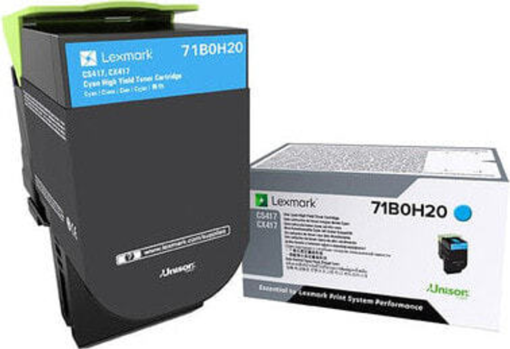 Lexmark 71B0H20 тонерный картридж Подлинный Голубой 1 шт