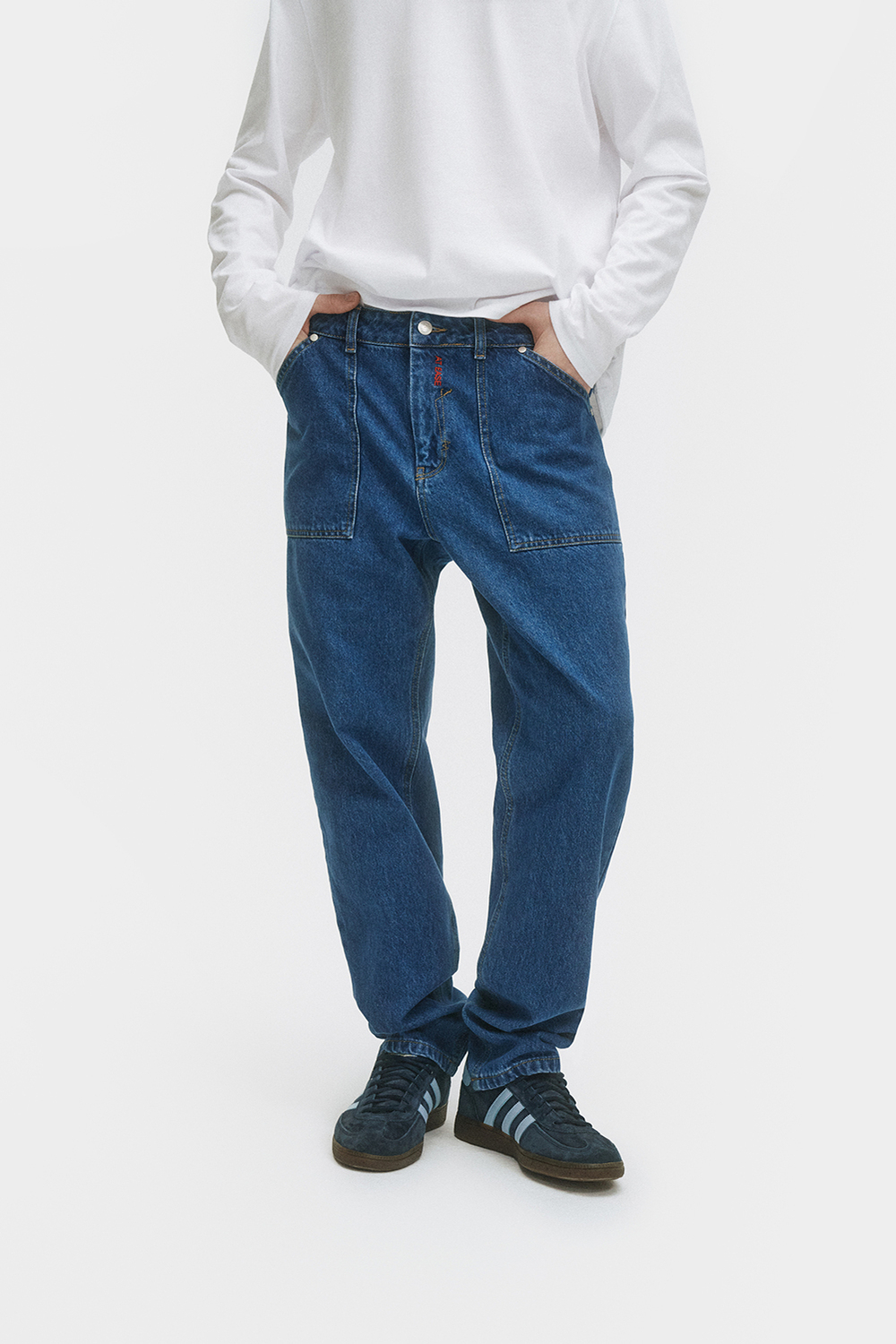 Джинсы прямые мужские синие Men Straight Dark blue