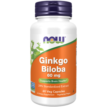 Now Foods Ginkgo biloba 60 mg 60 veg capsules, Гинкго Билоба