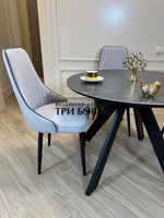 Круглый раздвижной стол "Бонжур", керамогранит, черный мрамор и стулья "Сорренто"