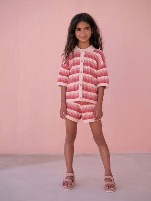 Рубашка с коротким рукавом и шорты в комплекте для девочки Next AB7-184, Розовый