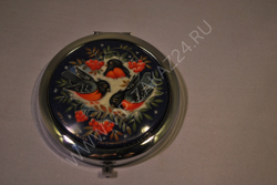 Зеркало с росписью Палех"Снегири" (худ. Митюнина)