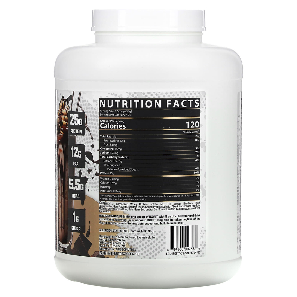 Nutrex Research, IsoFit, со вкусом шоколадного коктейля, 2317 г (5,1 фунта)