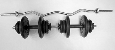 Комплект 2 гантели и гриф w-образный общий вес 40 кг арт1