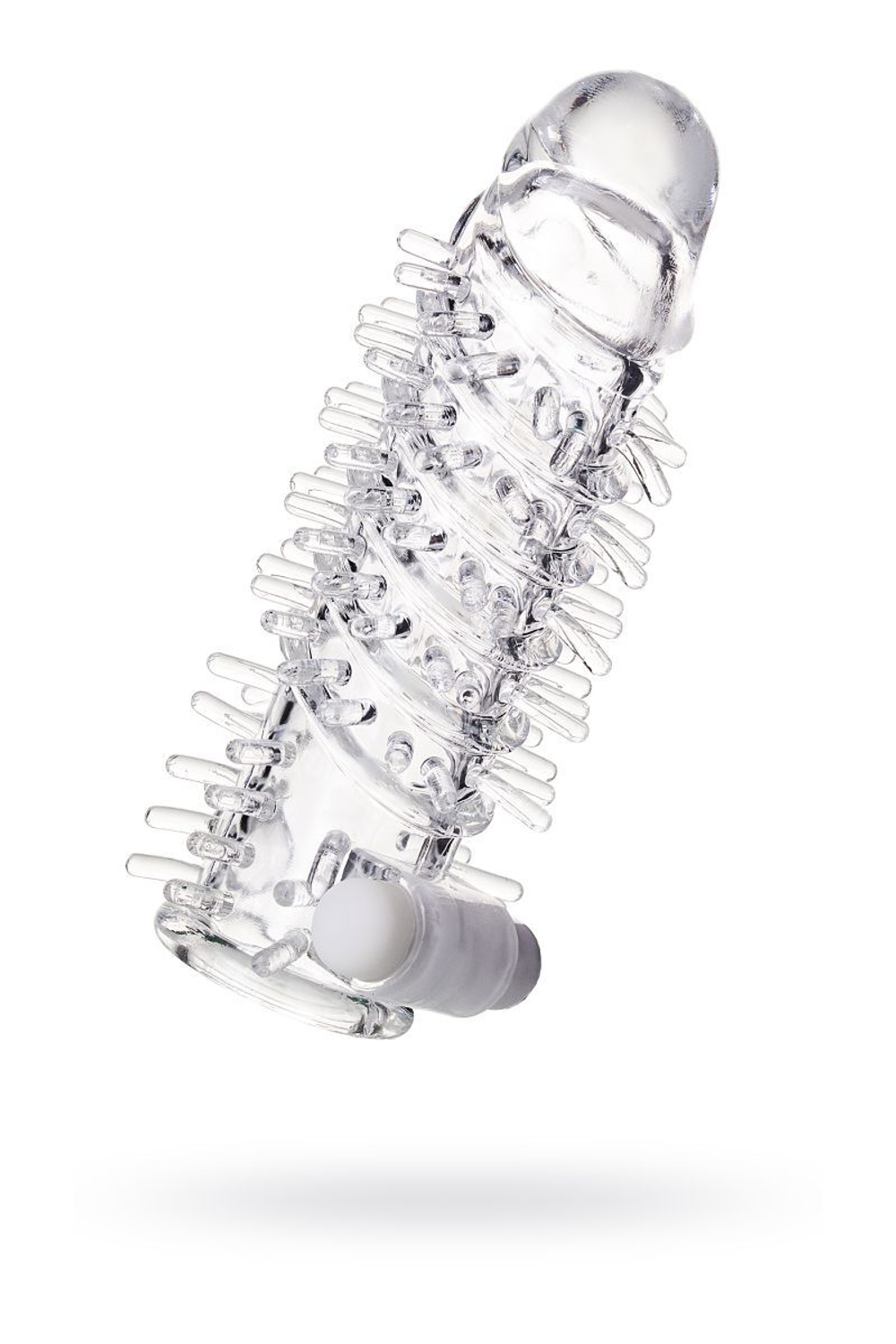 Насадка на пенис TOYFA A-Toys с вибропулей и шипами - 13,4 см.